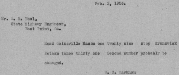 1926 AASHO telegram