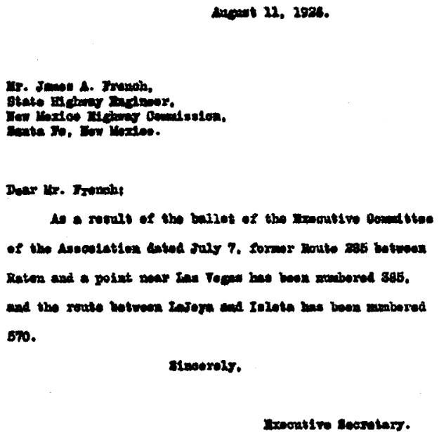 Aug 11, 1926 AASHO letter
