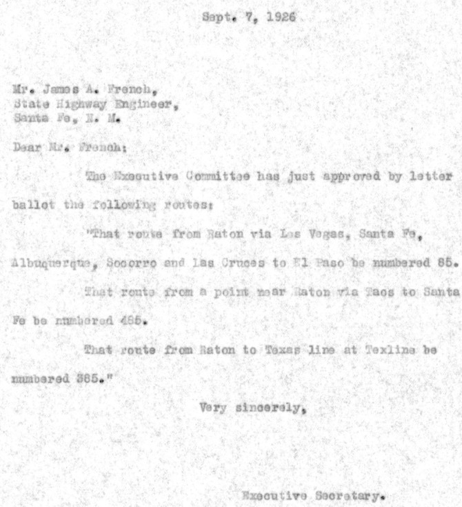 Sep 7, 1926 AASHO letter